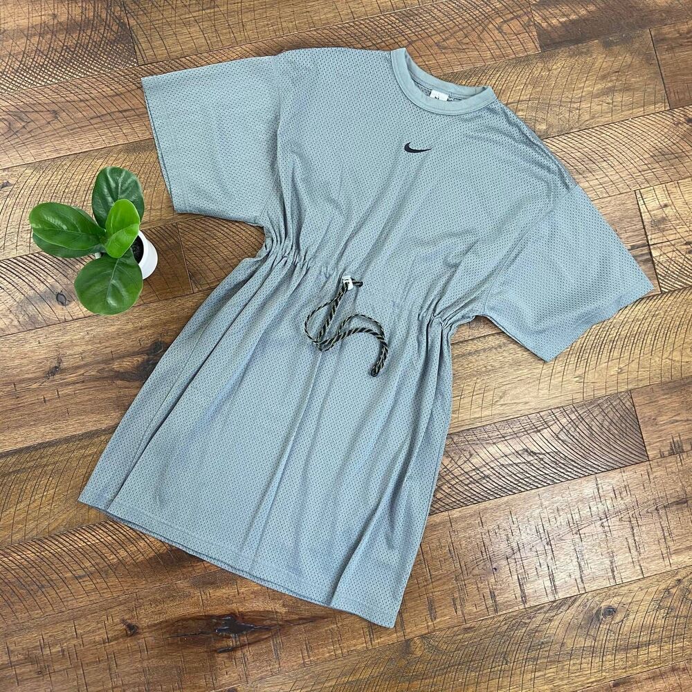 nike L lab mesh jersey cinch dress sport short sleeved oversized - Picture 4 of 10